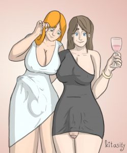 Cock-hanging-out-of-her-dress