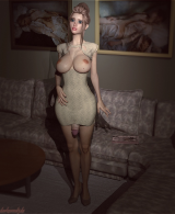 Shemale in dress with cock hanging out by Darkwood3dx