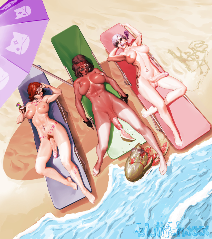 nude-sunbathing-futanari-Beach-Queens-by-FabAlex | Hentai Futanari Porn